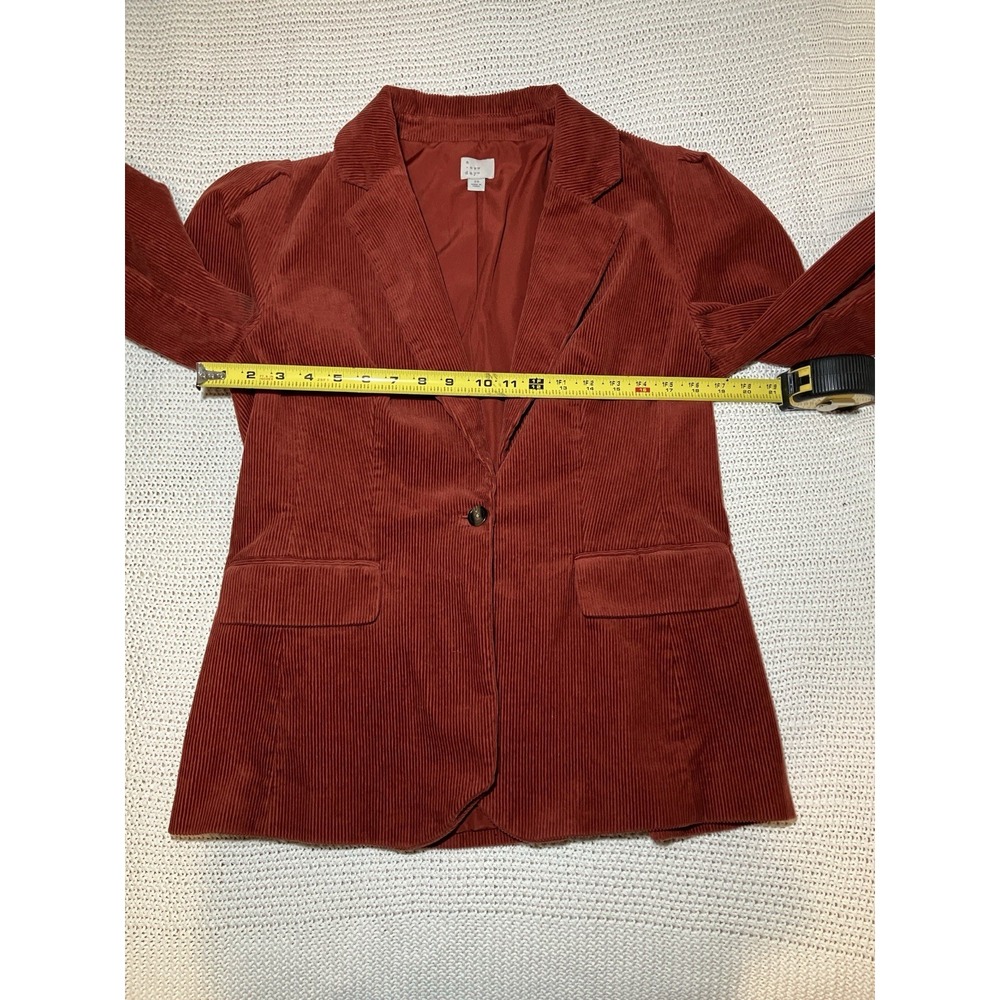 A New Day Women's 10 Burnt Orange Corduroy Button Blazer Warm Work Academic - Picture 3 of 9